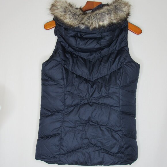 Eddie Bauer Blue Goose Down Hooded Puffer Vest Faux Fur Trim  Women's S Small - Picture 8 of 9